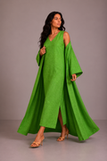 Green Linen Abaya Set