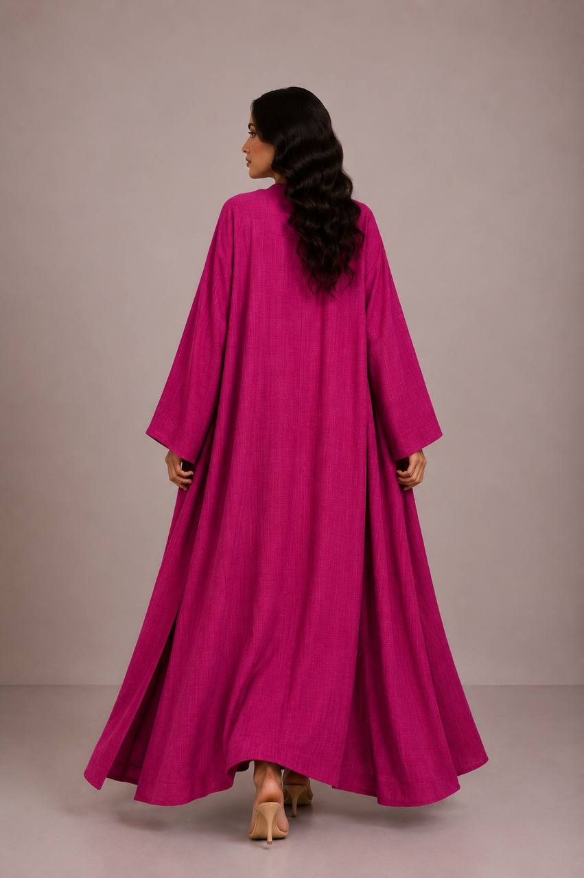 Fuchsia Linen Abaya Set