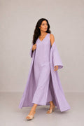 Purple Linen Abaya Set