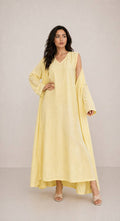 Yellow Linen Abaya Set