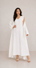 White Linen Abaya Set